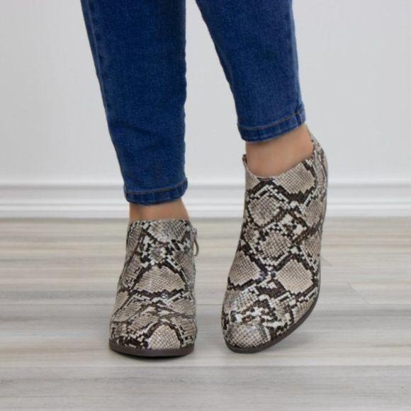 Python Snake Print Low Cut Ankle Booties - Picture 5 of 9